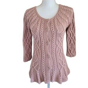 max studio knit cardigan 100% cotton sweater blush pink womens size XS